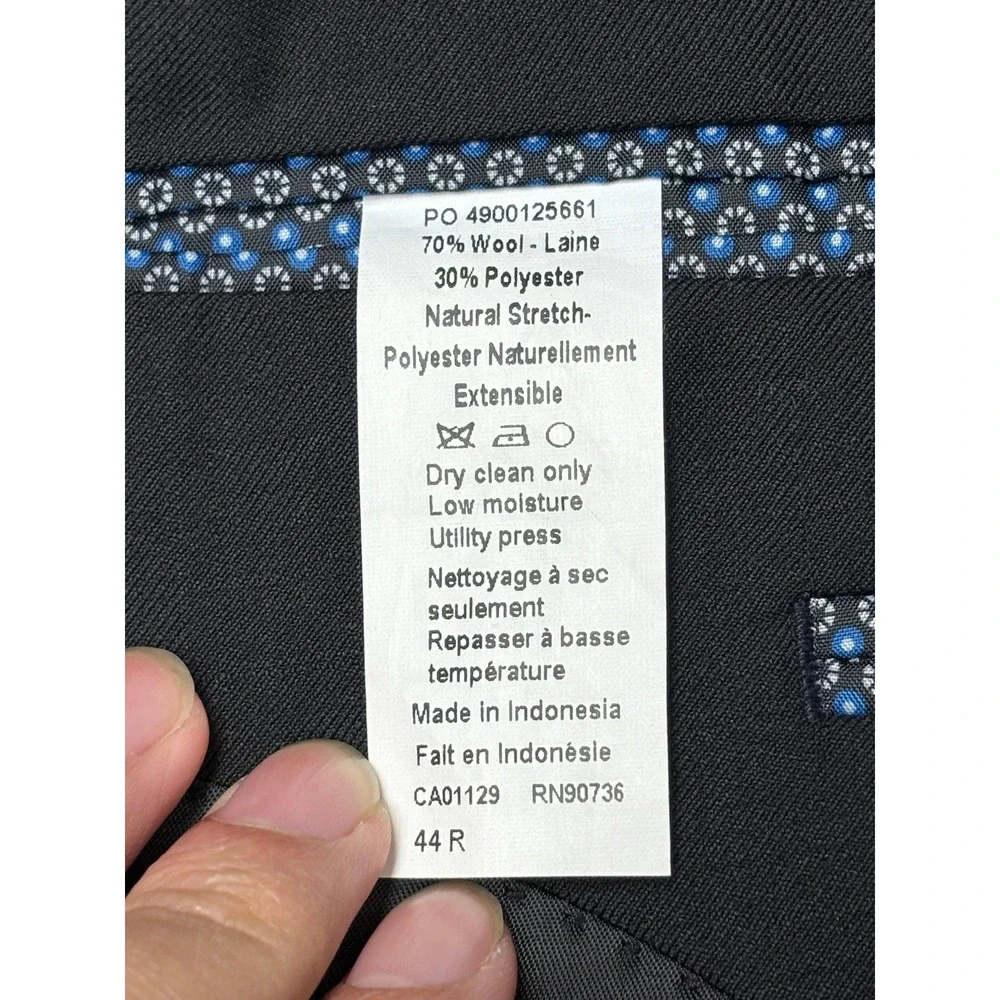 Lauren Ralph Lauren Mens 2-Piece Suit Black Wool Blend 44R W40 L28 Jacket Pants